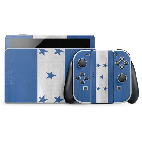 Honduras Flag Distressed Nintendo Switch OLED (2021) Skin